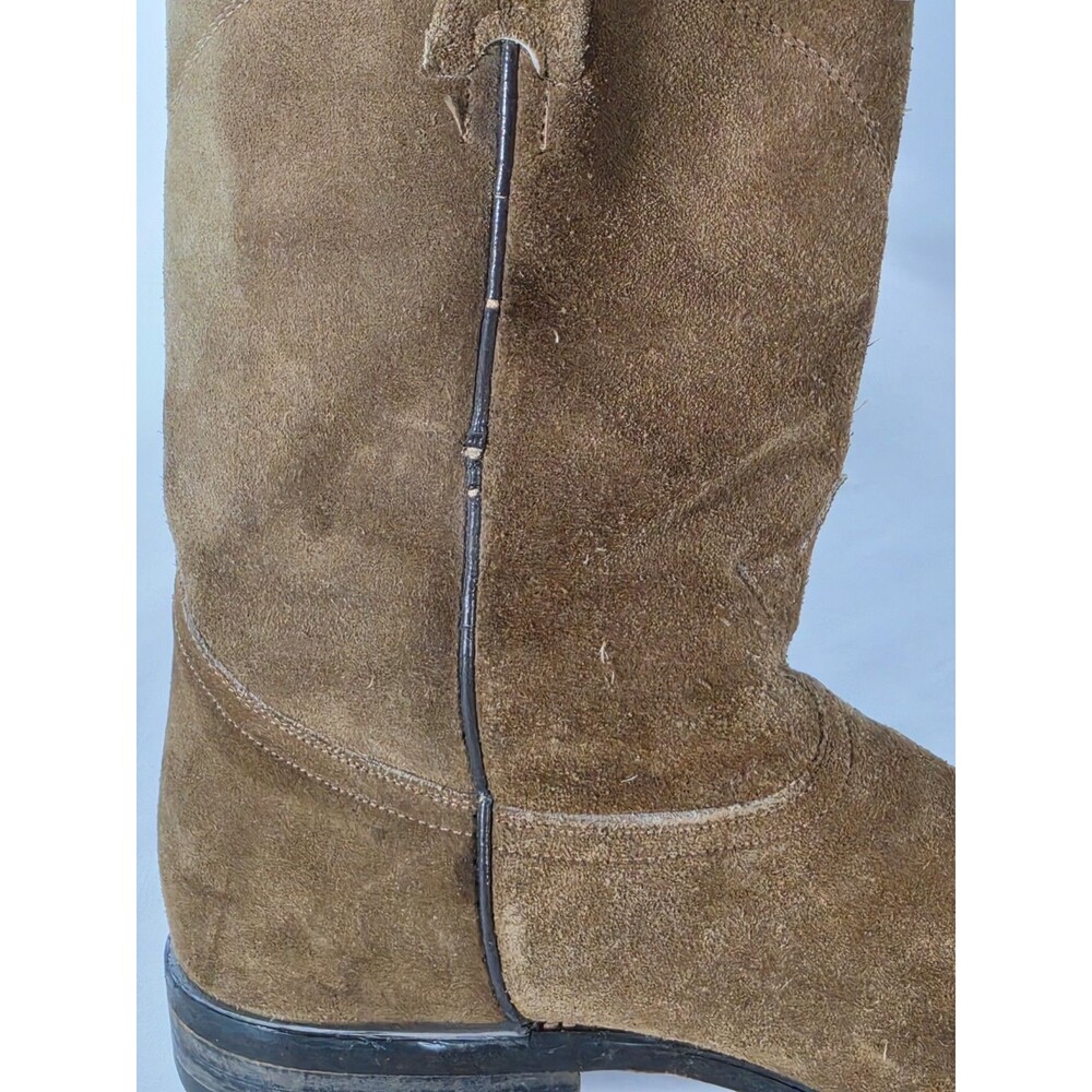 Caborca Mens Vintage Brown Suede Leather Cowboy Boots Size 8.5 US 26.5 Mex Wide - Picture 10 of 11